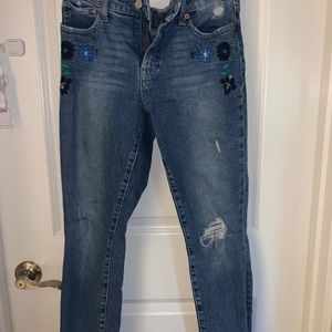 Lucky brand skinny jeans floral embroidery